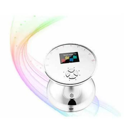 SILOUMÉA SCULPT body contouring and cellulite reduction device shown from top angle, highlighting ergonomic design and sleek finish.